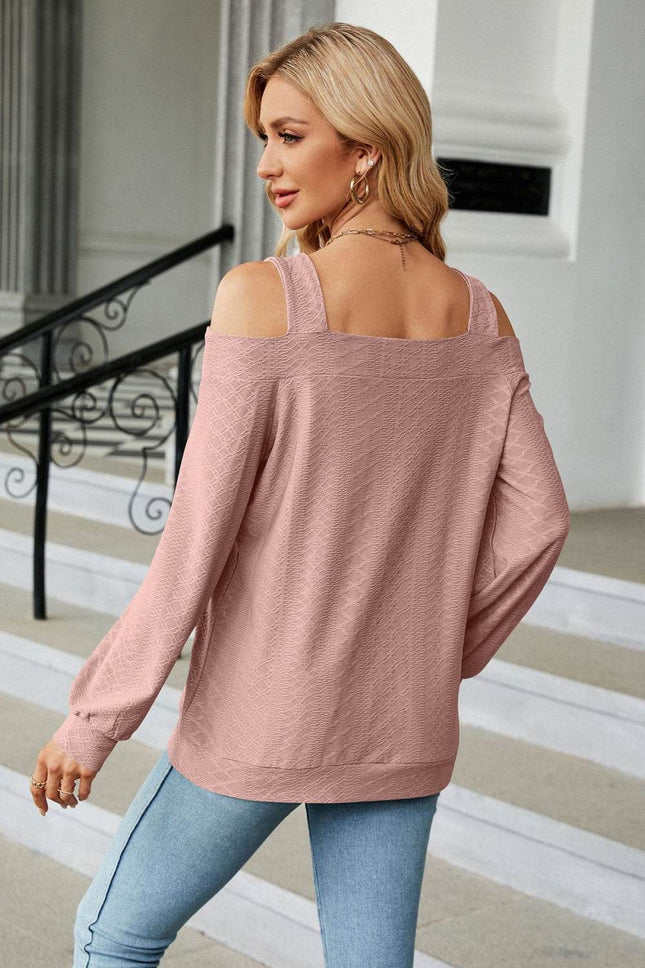 Cold Shoulder Square Neck Cutout Blouse - MimiStylez