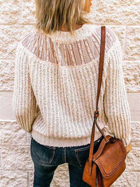 Round Neck Rib-Knit Sweater - MimiStylez