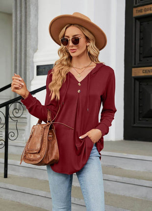 Long Sleeve Hooded Blouse - MimiStylez