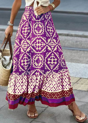 Geometric Elastic Waist Maxi Skirt - MimiStylez