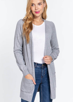 ACTIVE BASIC Open Front Long Sleeve Cardigan - MimiStylez