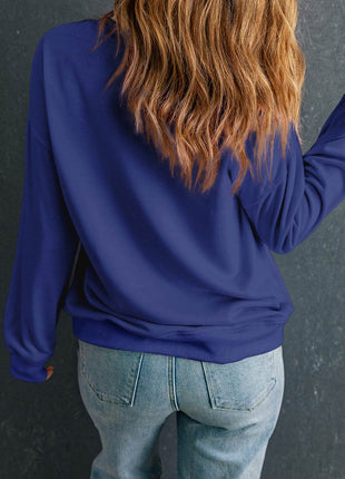 Round Neck Dropped Shoulder Sweatshirt - MimiStylez