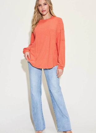 Basic Bae Full Size Ribbed Round Neck Long Sleeve T-Shirt - MimiStylez