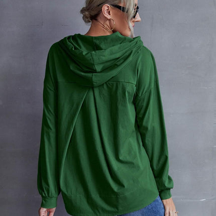 Drawstring Pocketed Dropped Shoulder Hoodie - MimiStylez