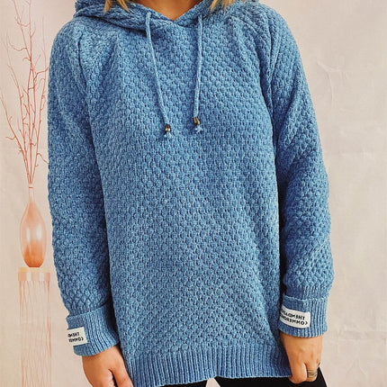 Drawstring Long Sleeve Hooded Sweater - MimiStylez