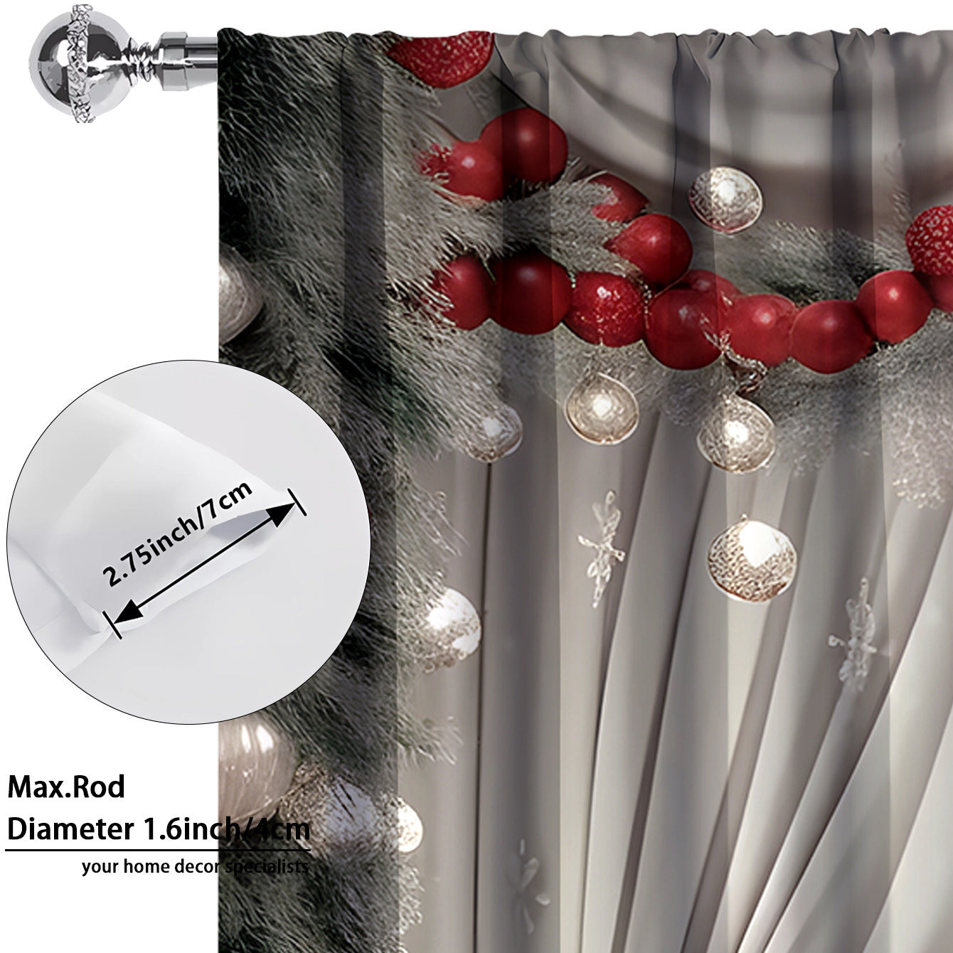 2PCs European Curtain Christmas Series