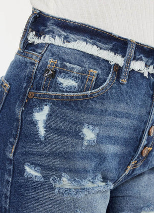 Kancan Distressed Button Fly Denim Shorts - MimiStylez