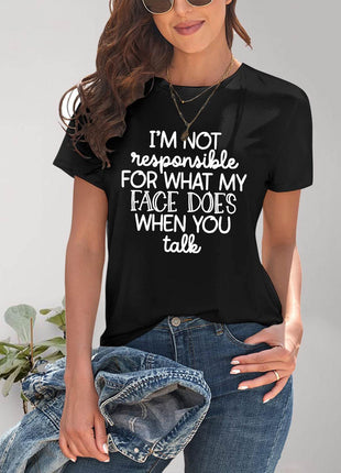 Letter Graphic Round Neck Short Sleeve T-Shirt - MimiStylez