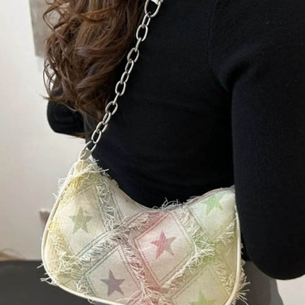 Fringe Star Print Shoulder Bag - MimiStylez