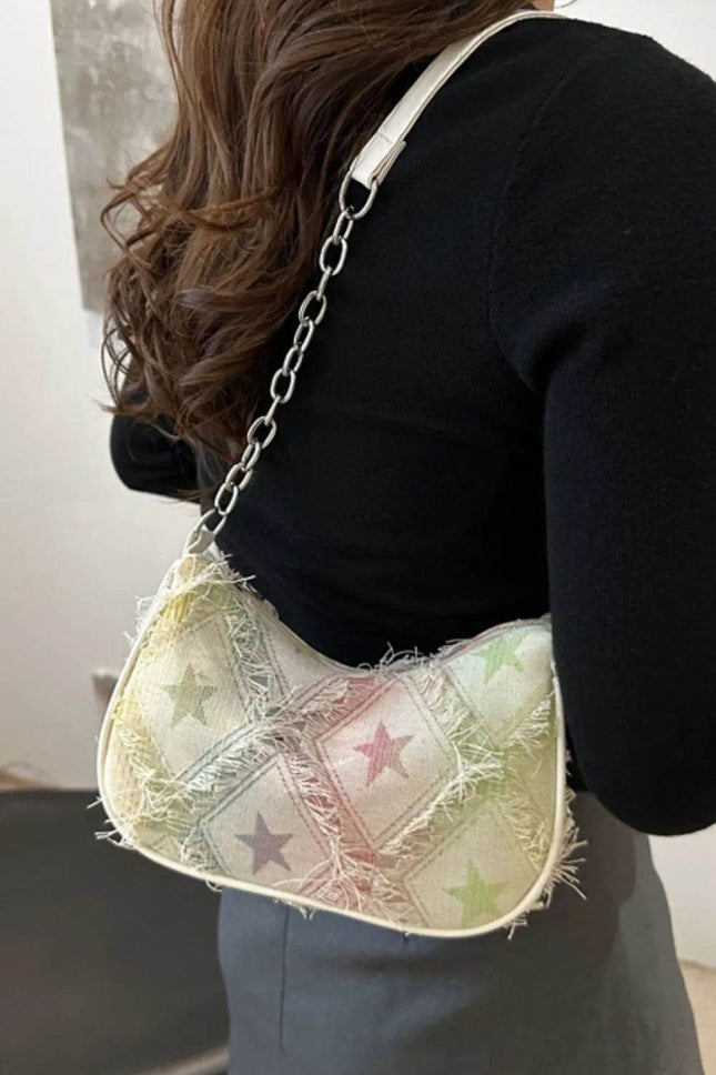 Fringe Star Print Shoulder Bag - MimiStylez
