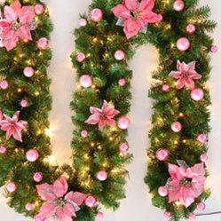 9FT Christmas Garland, Pre lit