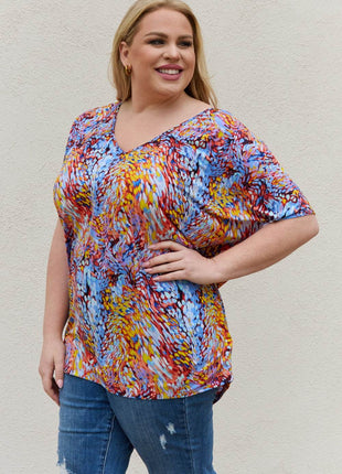 Be Stage Full Size Printed Dolman Flowy Top - MimiStylez