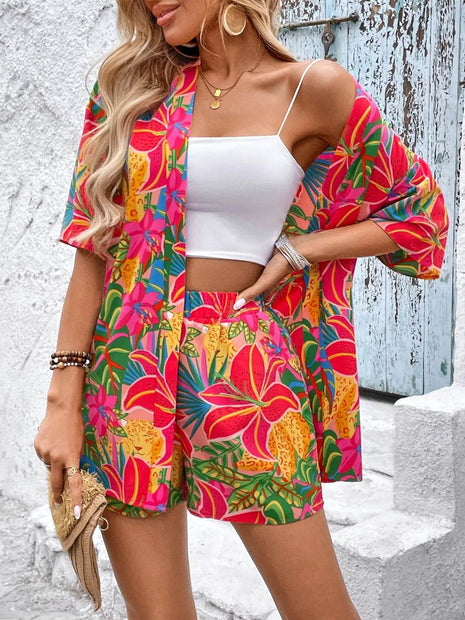 Printed Half Sleeve Top and Shorts Set - MimiStylez