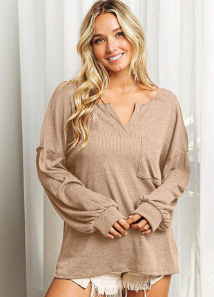 BiBi Exposed Seam Long Sleeve Top - MimiStylez