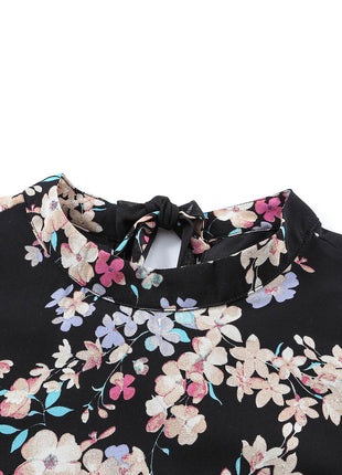 Floral Mock Neck Lace Short Sleeve Top - MimiStylez