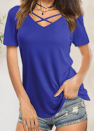 Crisscross Short Sleeve T-Shirt - MimiStylez