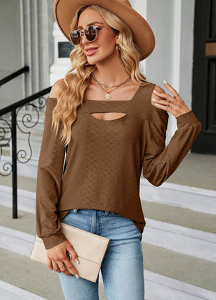 Cold Shoulder Square Neck Cutout Blouse - MimiStylez