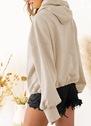 Zip-Up Dropped Shoulder Hoodie - MimiStylez
