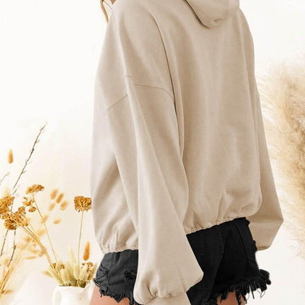 Zip-Up Dropped Shoulder Hoodie - MimiStylez