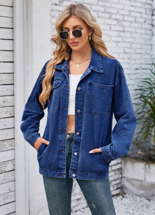 Pocketd Button Up Detachable Hooded Denim Jacket - MimiStylez