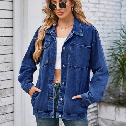 Pocketd Button Up Detachable Hooded Denim Jacket - MimiStylez