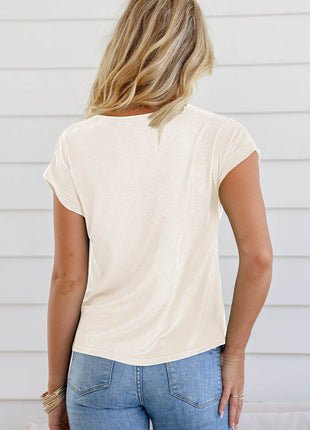 Cowl Neck Short Sleeve T-Shirt - MimiStylez