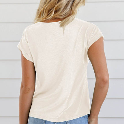 Cowl Neck Short Sleeve T-Shirt - MimiStylez