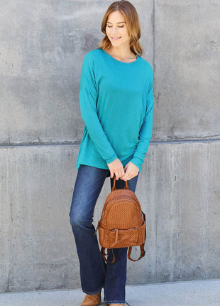 Basic Bae Full Size Round Neck Dropped Shoulder T-Shirt - MimiStylez