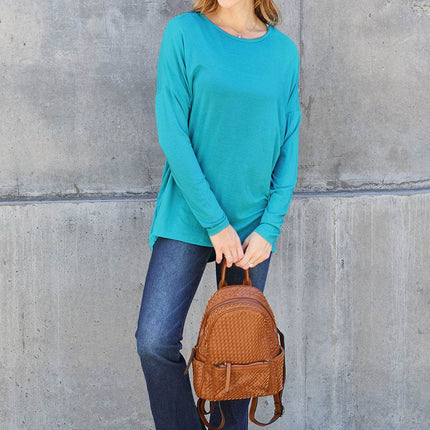 Basic Bae Full Size Round Neck Dropped Shoulder T-Shirt - MimiStylez