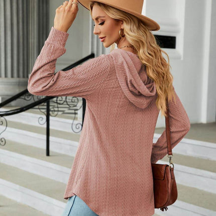 Long Sleeve Hooded Blouse - MimiStylez