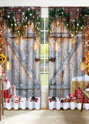 2PCs Digital Printed Christmas Curtains