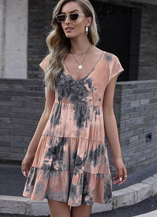 Tie-Dye Ruffle Hem Dress - MimiStylez