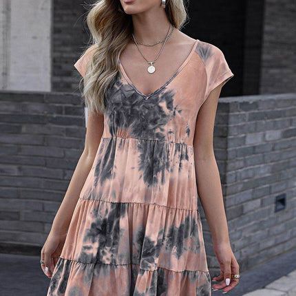 Tie-Dye Ruffle Hem Dress - MimiStylez