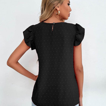 Swiss Dot Cap Sleeve Blouse - MimiStylez