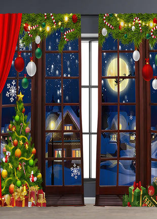 2PCs Digital Printed Christmas Curtains
