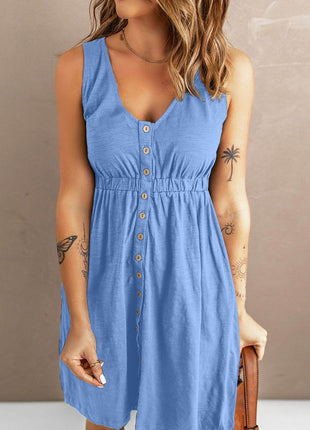 Sleeveless Button Down Mini Magic Dress - MimiStylez