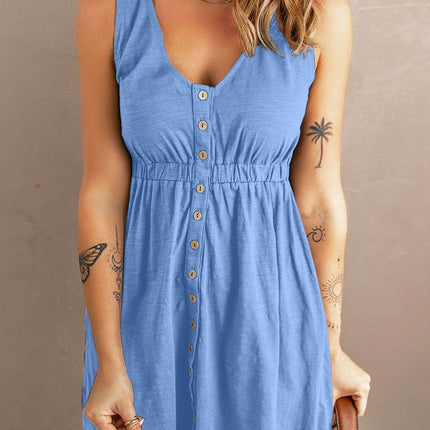Sleeveless Button Down Mini Magic Dress - MimiStylez