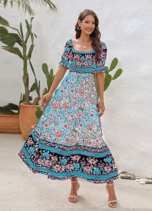 Floral Flounce Sleeve Midi Dress - MimiStylez