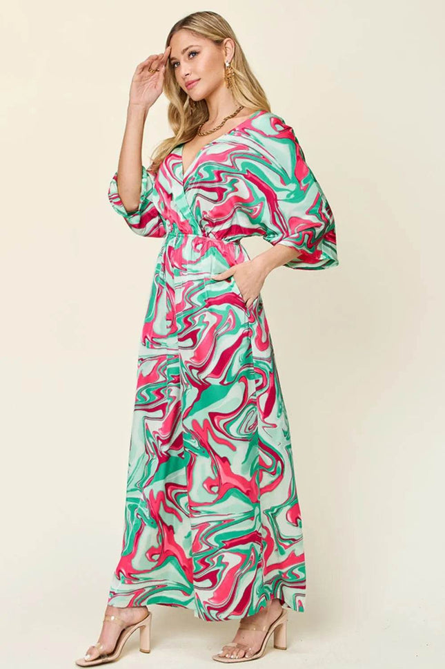 Double Take Full Size Half Sleeve Wide Leg Jumpsuit - MimiStylez
