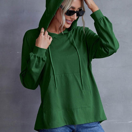 Drawstring Pocketed Dropped Shoulder Hoodie - MimiStylez