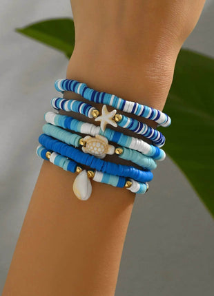6-Piece Ceramic Beaded Shell Bracelet - MimiStylez