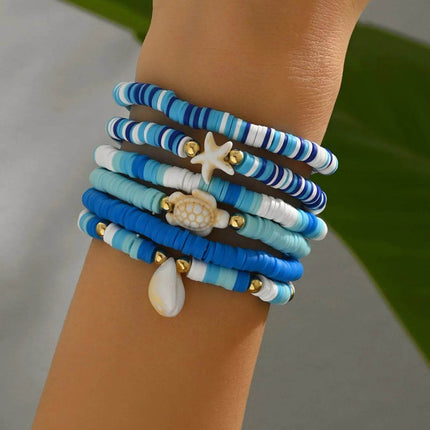 6-Piece Ceramic Beaded Shell Bracelet - MimiStylez
