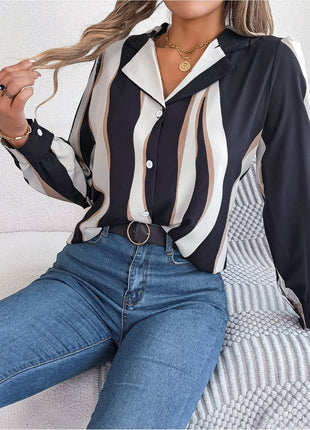 Printed Button Up Long Sleeve Shirt - MimiStylez