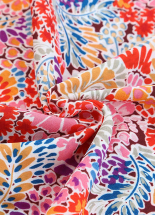 Floral Print Long Puff Sleeve Blouse - MimiStylez