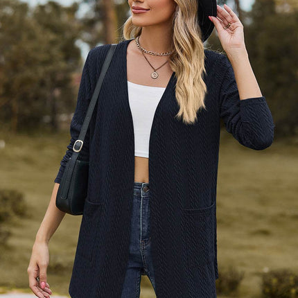 Open Front Long Sleeve Cardigan - MimiStylez