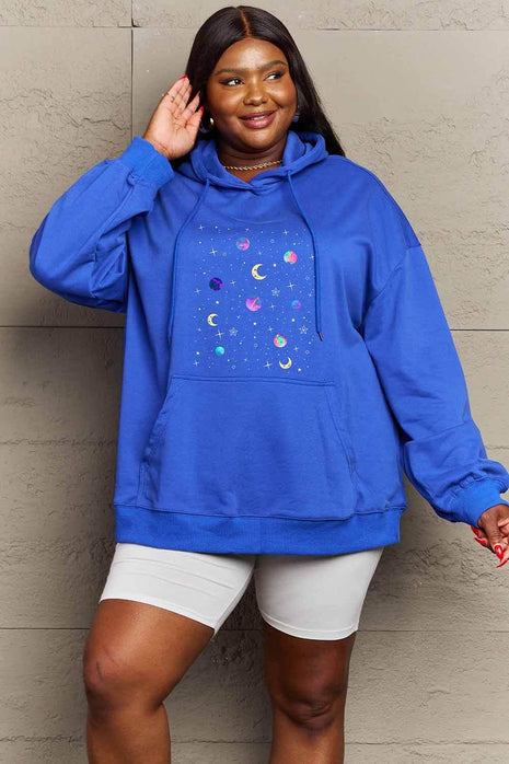 Simply Love Simply Love Full Size Dropped Shoulder Star & Moon Graphic Hoodie - MimiStylez
