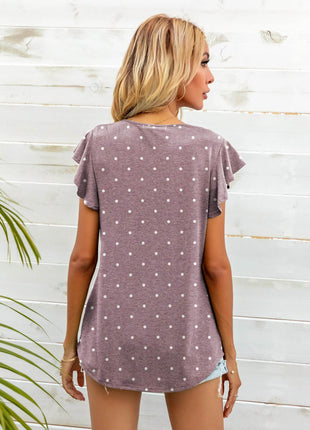 Round Neck Butterfly Sleeve Top - MimiStylez