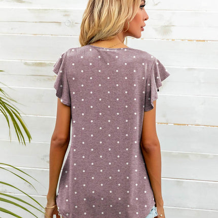 Round Neck Butterfly Sleeve Top - MimiStylez