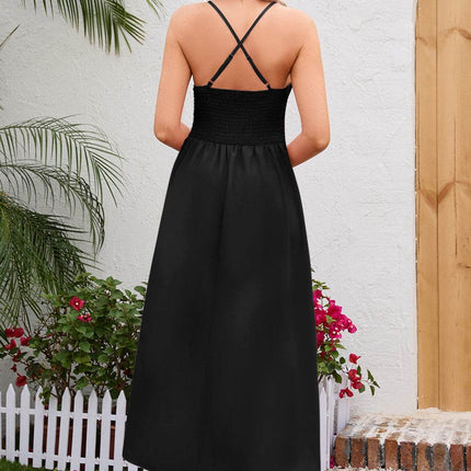 Crisscross Smocked Spaghetti Strap Dress - MimiStylez