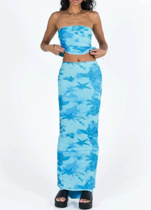 Printed Tube Top and Maxi Skirt Set - MimiStylez